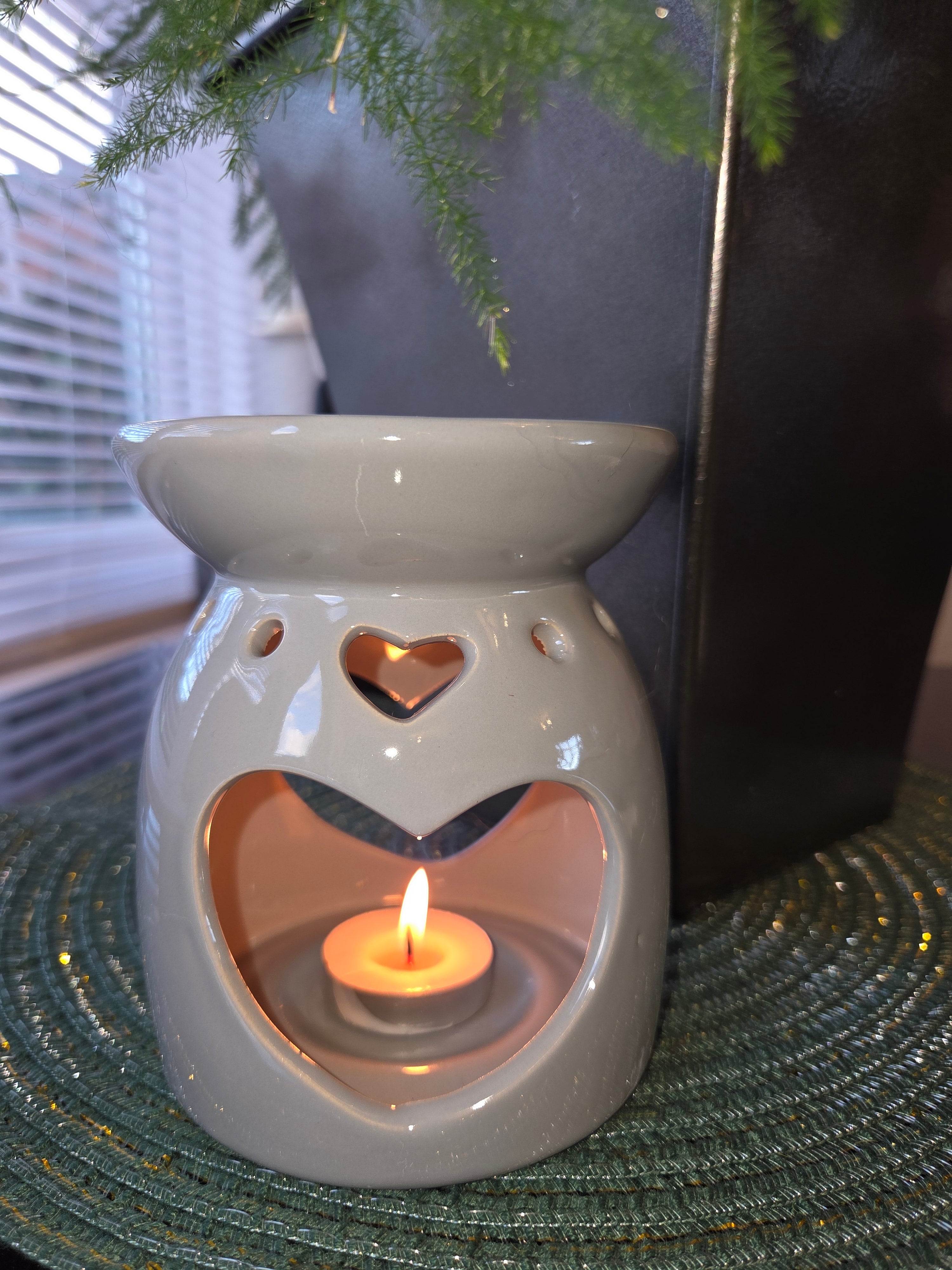 Grey Heart Design Wax Melt Burner