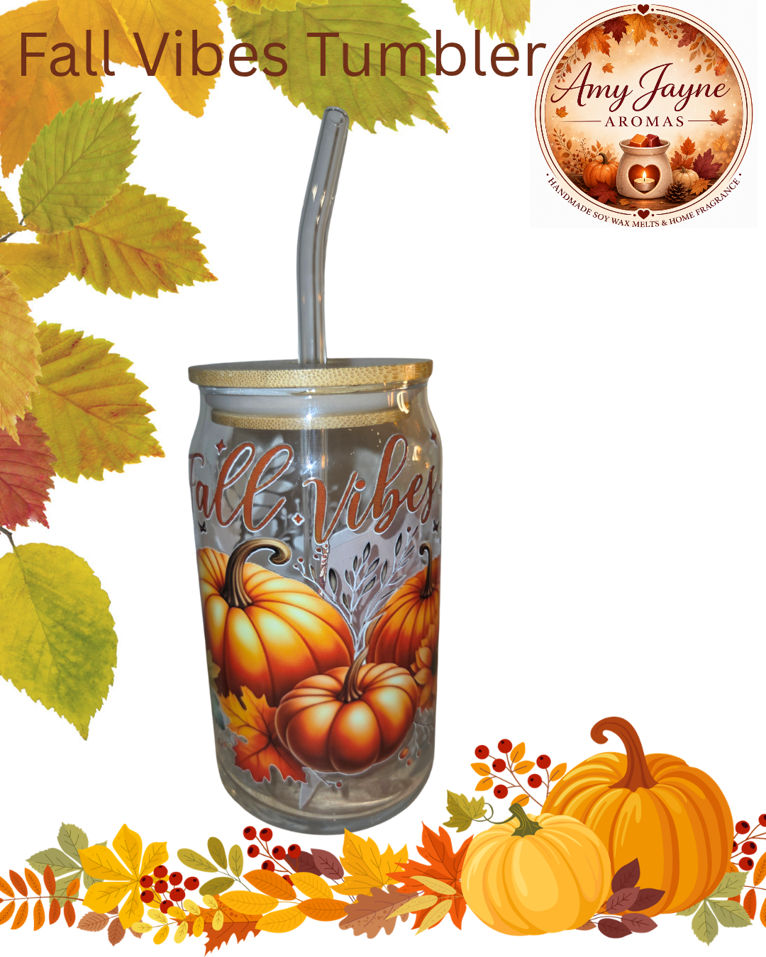 Fall Vibes Glass Tumbler