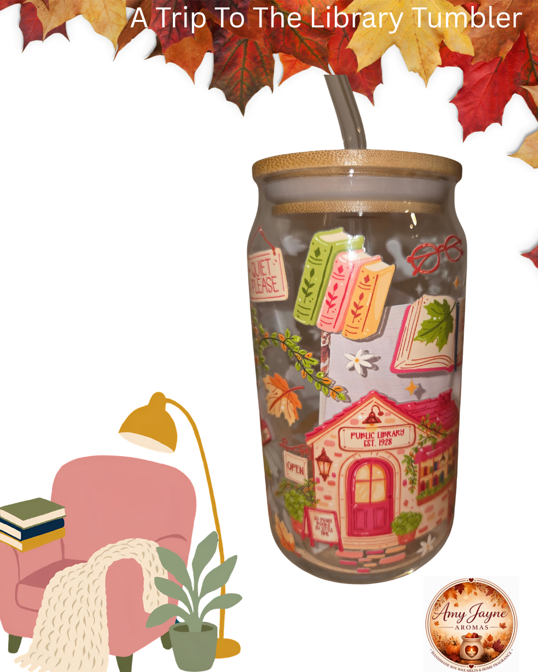 A Trip To The Library Glass Tumbler