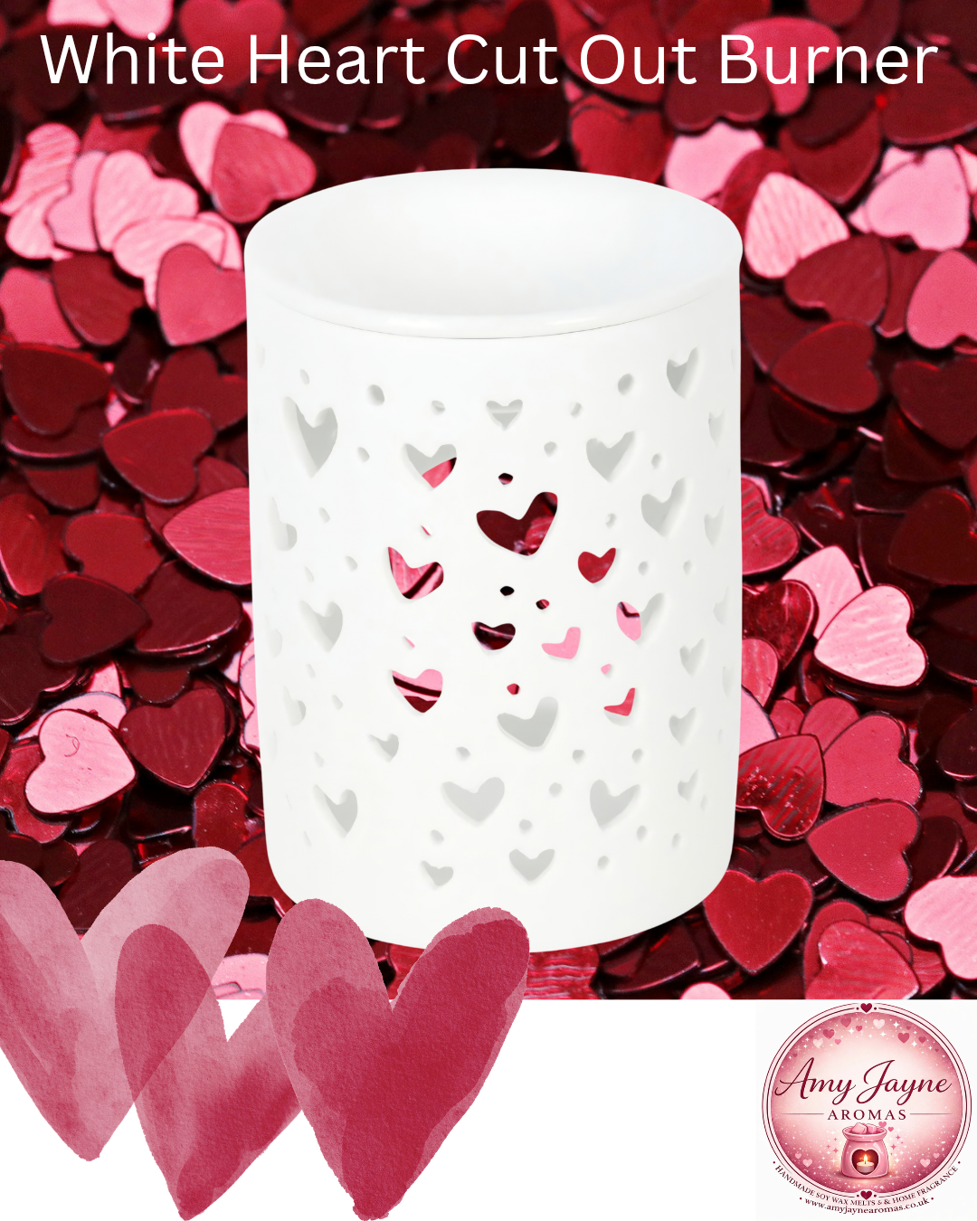 White Heart Cutout Wax Melt Burner