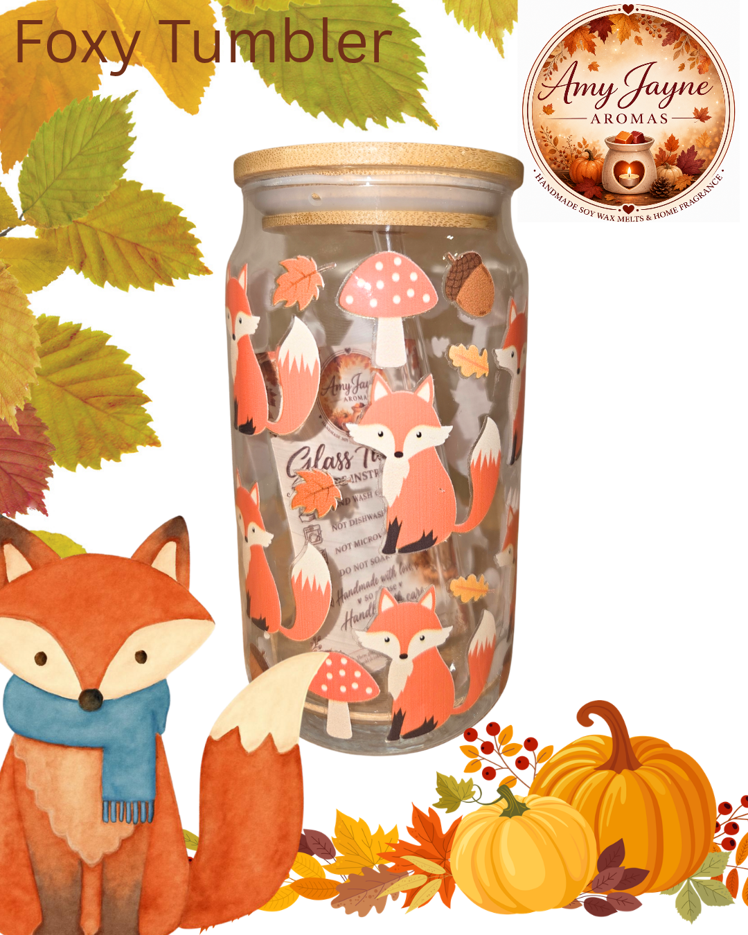 Autumn Foxes Glass Tumbler