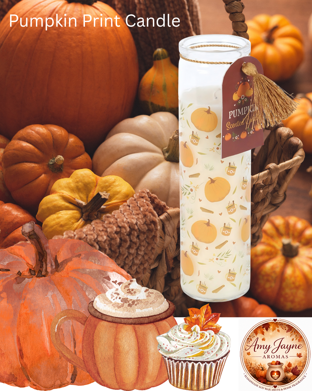 Pumpkin Print Tube Candle